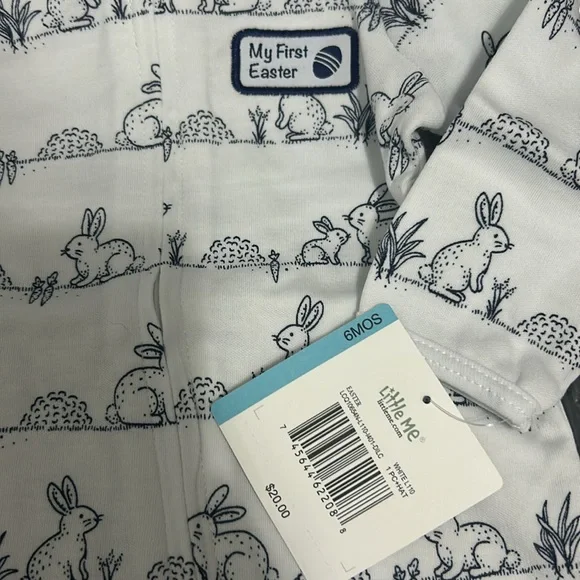 6 month first Easter footie zipper bunny rabbit ear hat unisex neutral boy girl - Picture 2 of 3